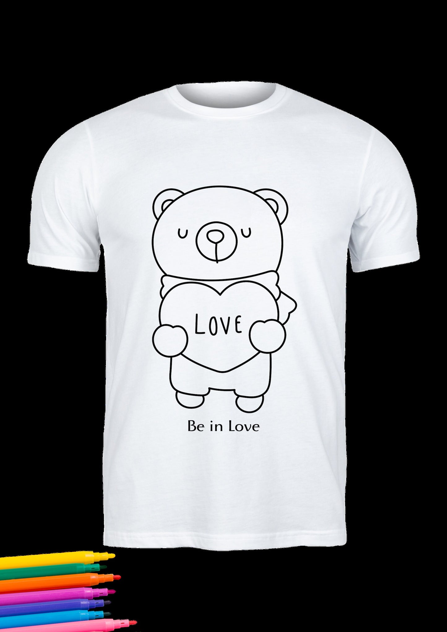 Cute t-shirt coloring bundle, Bear coloring, Valentine's Day Bundle, Love Coloring Shirt, Print for decorated, T-shirt colouring Bundle